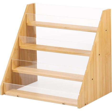 Grußkartenständer, Kartenständer aus Holz, Postkartenhalter für den Schreibtisch, Karten-Organizer, 4-stufige dekorative Regale, Geschenkständer fürs Büro, Display P