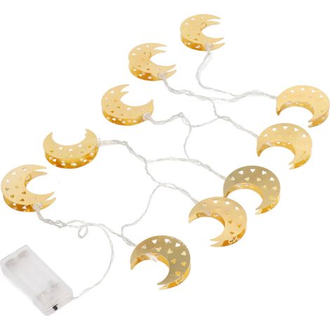 Guirlande lunaire 10 LED batterie, décoration fête en métal forgé, lumière féerique pour jardin et événements. (1/5)