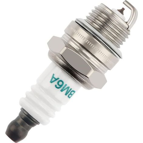 BM6A spark plug, lawnmower spark plug, spark plug with solid connection, replaces BM6A/L7T, for lawnmower engines (1/5)