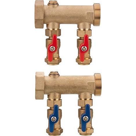 Collecteur géothermie par le sol DN 40 1 1 2 raccord 25 mm 2 circuits