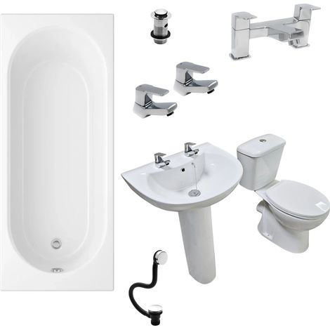 Complete Bathroom Suite Porto Bath Modern Toilet and Basin Inc Lever Taps