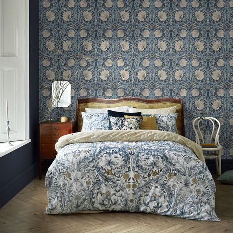 Papier peint intissé à motif floral – Pimpernel Blue 1005 x 52cm – Résistant à la lumière – Application directe sur mur