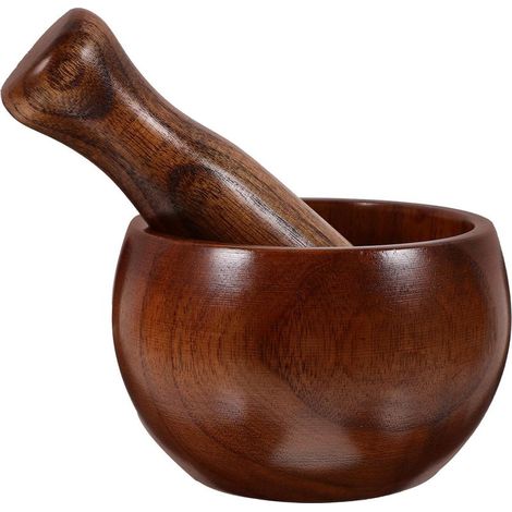 et Pilon en Bois Naturel Ensemble 2 Pi ces Bol et Pilon pour (1/5)