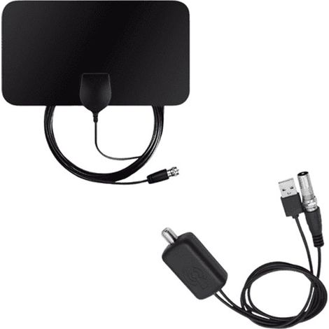 Antenne TV numérique - Antenne intérieure - Amplificateur de signal - DVB-T/T2 - Câble de 3 m - Portée de 80 km - SUREAMP (1/5)