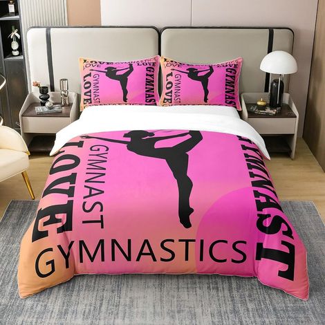 Amour Gymnastique 100% Coton Housse de Couette 140x200cm Filles Garçons Enfants Libre Gymnastique Ballet décoration athlétisme Parure de lit100% Coton néon Powder Dance Literie 2 pièces - 140 x 200 cm (1/5)