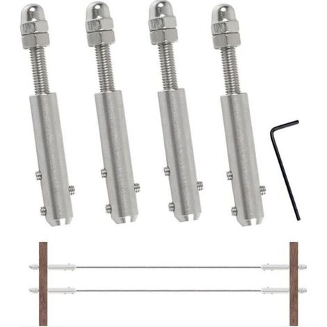 4 Pièces Tendeur Cable Inox Cable Inox 4mm, Terminal pour Fil Inox Métallique Terminal À Vis pour Cable Métallique 4 mm (1/4)