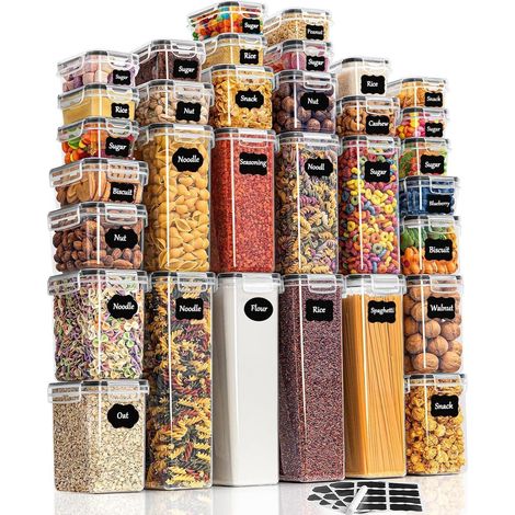 Vorratsdosen Set 32 Stück luftdicht für Küche, Mehl, Müsli, Spaghetti (1/5)