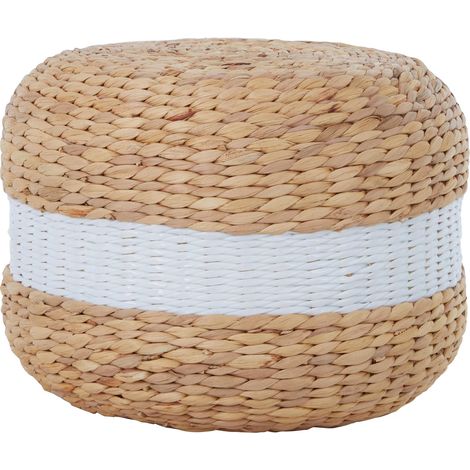 Interiors by Premier White Stripe Seagrass Pouffe, Comfortable footrest seagrass pouffe,Easy to move woven stool, Versatile stool (1/5)