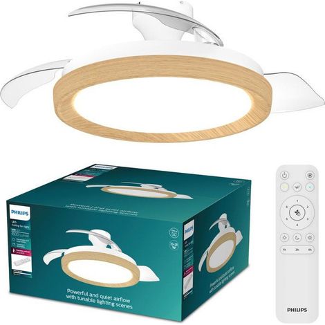 Deckenventilator - Philips - Bliss - Einziehbare Blätter - Durchmesser 106 cm - Holz - Integrierte LED + Fernbedienung (1/3)
