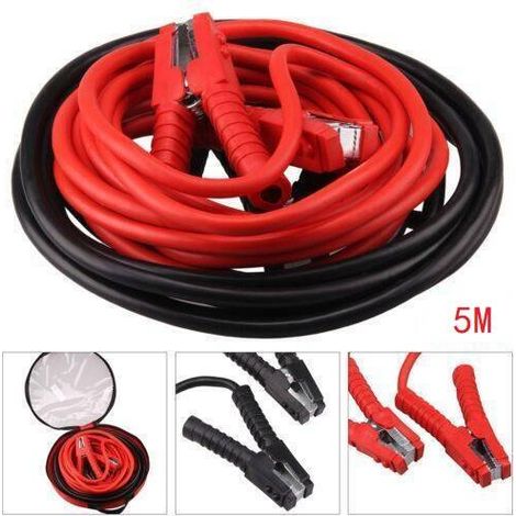 Câble de démarrage pour voiture 2x5m – 3000 A – Pinces crocodile – Compatible 12V/24V (voiture, camion, fourgon diesel) (1/5)