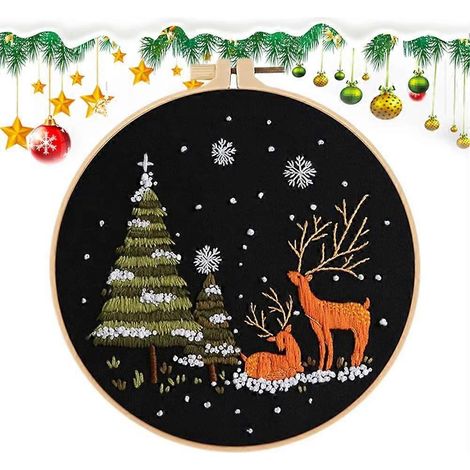 Weihnachtssticksets, Schneelandschaft, Anfängerset, festliche Dekorationen für Küche, Wohnzimmer, Büro oder Fenster. (1/5)