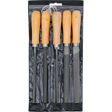 Jeu de Limes 5 pcs 150 mm - Manche en Bois - Précision et Confort d Utilisation, Acier - D-Work (1/5)