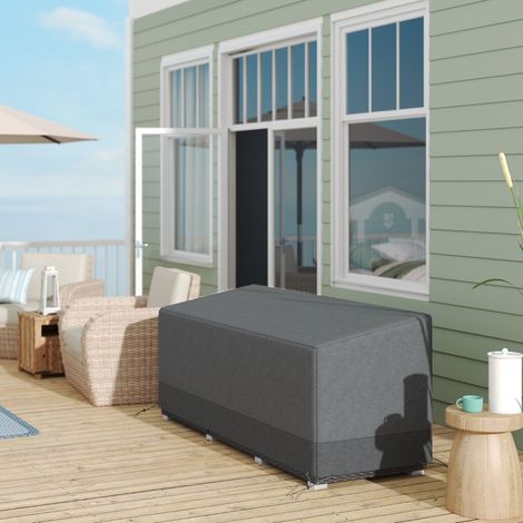Housse de protection hivernale pour mobilier de jardin imperméable anti-UV 600D Oxford gris clair 190,5x72x76cm (1/5)