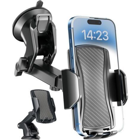 Suction cup phone holder for dashboard and windshield, 360° rotation, one button unlock, suitable for 4-7 inch smartphones. (1/4)