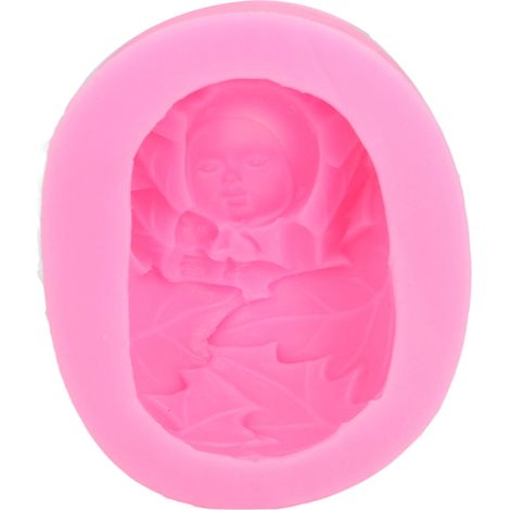 Moule pour bébé en silicone rose, style mignon, doux, confortable, durable, lavable, décoratif, pratique et ustensile de cuisine maniable. (1/5)