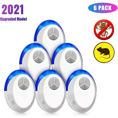 Répulsif Ultrason Anti Moustique, Anti-Rongeurs Insectes, Électronique Anti Rats Souris Moustiques Coquerelle Mouches Cafards 6 Pack (1/4)
