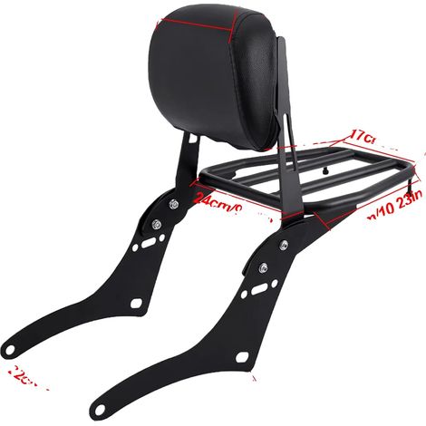 Dossier de passager Sissy Bar, amovible, compatible avec moto cruiser, noir (1/2)