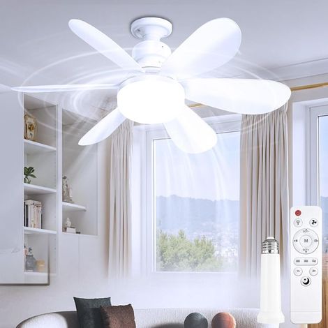 Ventilateur de Plafond avec Lumière et Télécommande, 50cm LED Ventilateur E27 Dimmable à Vis avec Minuterie, 3 Températures de Couleur 3000K-6500K, 3 Vitesses, pour Chambre, Cuisine et Salon [Classe é (1/5)