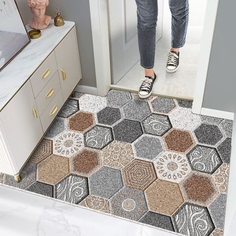 Tapis de sol antidérapant paillasson à anneaux métalliques anti salissures facile d'entretien adapté la cuisine et salle bain 40 x 60 cm (1/5)