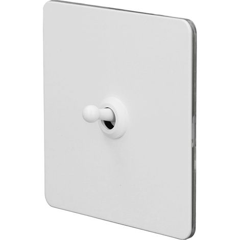 Interrupteur mural à bascule simple allumage double commande AC250V plaque carrée en acier inoxydable blanche (1/5)