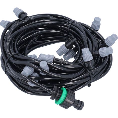 Kit tuyaux irrigation 15m (49.2ft) 4/7 avec 20 têtes brumisation, pour jardin agriculture terrasse