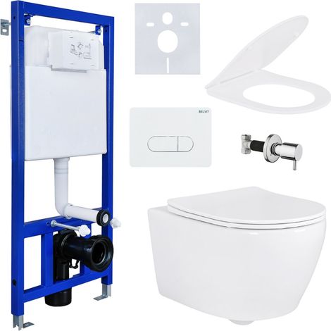 Hänge Wand Dusch WC Taharet/Bidet Funktion + KOMPLETTE SET Toilette Spülrandlos (1/5)
