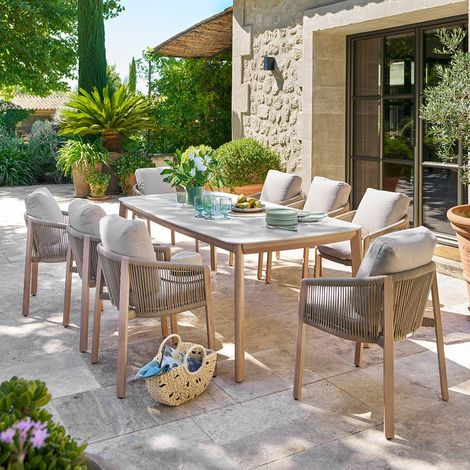 Table de jardin Nelora 8 places 100x210cm beige - Hespéride