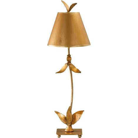 Elstead Red Bell - 1 Lampe de Table Lumineuse Design Feuilles Florales Feuille d'Or, E27 (1/5)