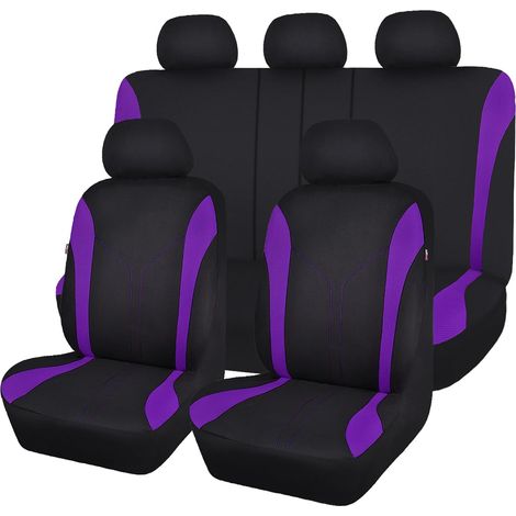 Universal Fashion Mesh Car Seat Covers (Complete Set, Black Purple) (1/5)
