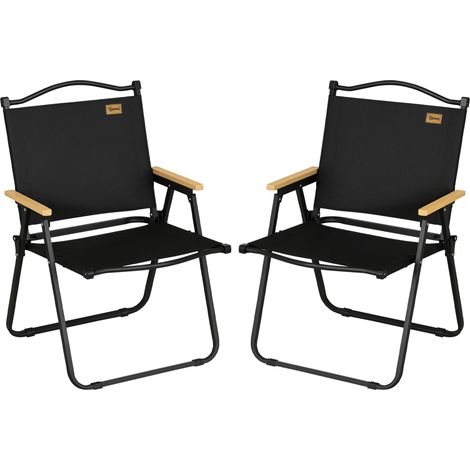 Lot de 2 chaises de camping chaise de pêche pliante - tissu Oxford et structure acier 54 x 59 x 78 cm noir
