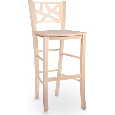 Sgabello alto bar sissy in legno grezzo da dipingere h 73 con seduta massello