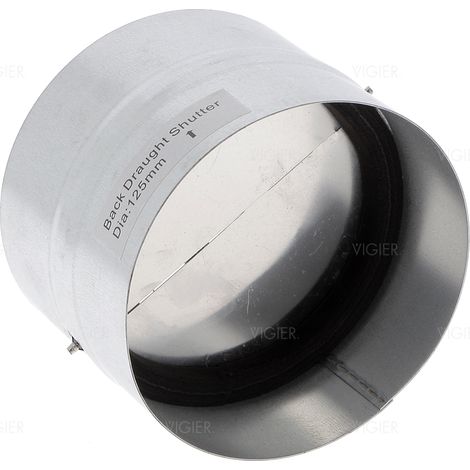 Clapet anti-retour 125mm en acier – 125METAL – Pour gaine d'évacuation – Joint en mousse pour réduction du bruit