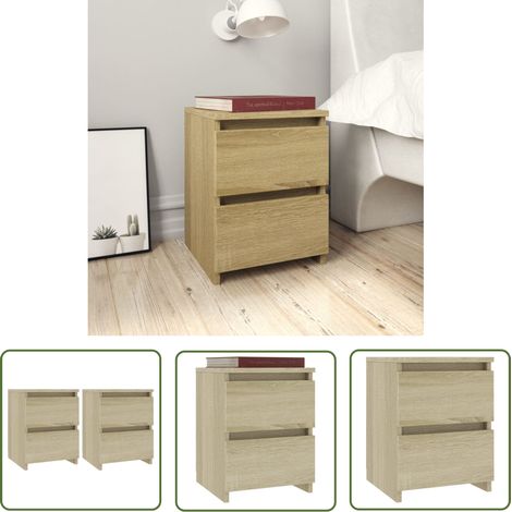 INLIFE Tables de chevet 2 pcs Chêne sonoma 30 x 30 x 40 cm Aggloméré (1/5)
