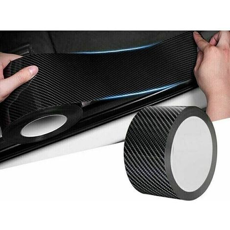 Autocollant de protection de seuil de porte de voiture, en fibre de carbone 5d (fibre de carbone noire, 5 cm X 10 m)-Fei Yu