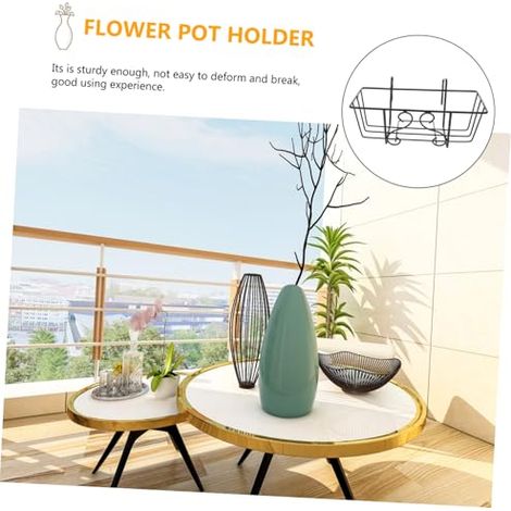 Support pour Pot Fleurs Suspendu Balcon Fer Noir Support Jardinière Rectangulaire Extérieur Accroche Garde-Corps Robuste Décoration (1/5)