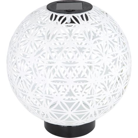 Kugelsolarleuchten für Außen Solarlampe orientalische Kugel LED Gartenkugeln Solar, Beton Optik in weiß Lichteffekt, 1x LED warmweiß, DxH 20x21 cm