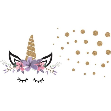 Stickers muraux décoratifs licorne pour enfants avec pois (1/5)