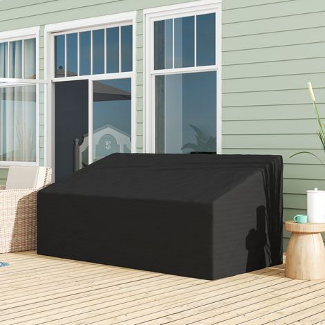 Housse de canapé exterieur imperméable 3 places, housse de banc de jardin 600D tissu oxford, noir, 218 x 111 x 63 101 centimètres (1/4)