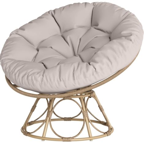 Meuble de jardin, Cadeira de rotin redonda, coussinda e avec rotação de 360°, idéal pour salons de estar, jardin e balcon., meuble extérieur, design moderne (1/4)