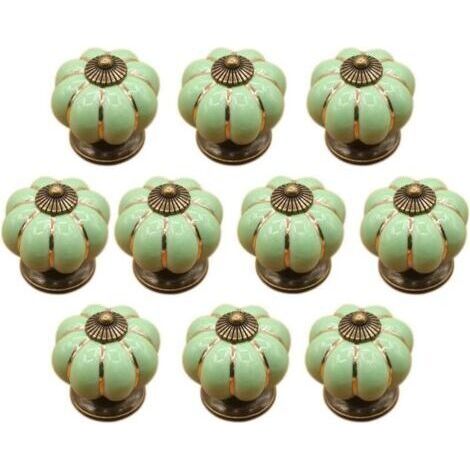 BUNTHAUS (Vert)10 Pcs Boutons de tiroir en céramique bouton de meuble pour tiroirs et placards de cuisine (1/5)