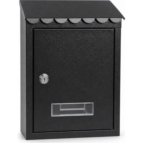 Wandbriefkasten aus schwarzem Metall 30 x 22 x 7 cm (1/5)
