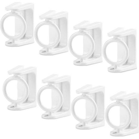 Support de Barre à Rideau Adhésif 8 Pièces, 360° Rotatable et Installation Sans Perçage, Blanc 4x5cm (1/5)
