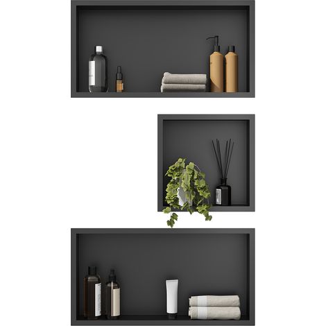 ELEGANT Shower Caddies 304 Stainless Steel Shower Niche, Wall-Inserted Niche, Black Sealed Waterproof Rust-Resistant Modern Design, Shower Niche Three-piece Set(ENF60+ENF60+ENF30) (1/5)