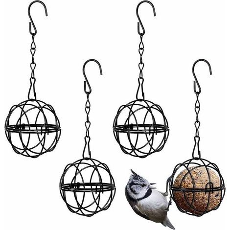 Mangeoire suspendue pour nourrir les oiseaux sauvages toute l'année mangeoire à crochet métallique mangeoire à boules de graisse. (1/5)