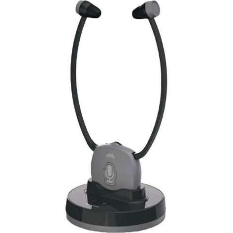 Meliconi 497339 auricular y casco Auriculares Inalámbrico Estetofónico TV Base de carga Negro, Gris