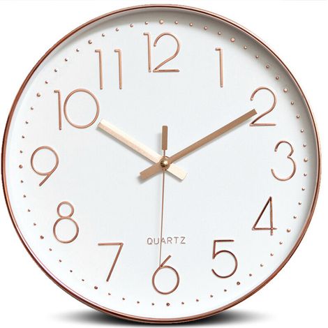 Horloge Murale Silencieuse Quartz de Qualité, Ronde Facile à Lire Horloge Murale Silencieuse OR