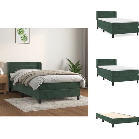 Boxspringbett mit Matratze Dunkelgrün 100x200 cm Samt - Samtbett - Boxspringbett - Doppelbett - Bettauflage - Liegekomfort (1/5)