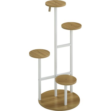 Support à plantes à 4 niveaux, étagère pour pots de fleurs d'intérieur et d'extérieur, 40 x 40 x 95,5 cm, naturel (1/5)