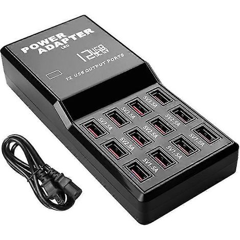 Chargeur USB 60W pour téléphones portables, station de charge USB à 10 ports compatible avec divers appareils et smartphones. (1/5)
