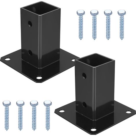 2 Pièces Support Poteau Bois à Visser 50x50 mm Manchon de Sol avec Ancrage, pour Clôture, Pergola et Balançoire. Fixation Solide, Montage Simple. (1/5)